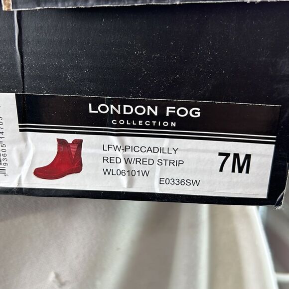 London Fog Piccadilly Red w/Stripes Rain Boots size 7 M - Picture 7 of 7